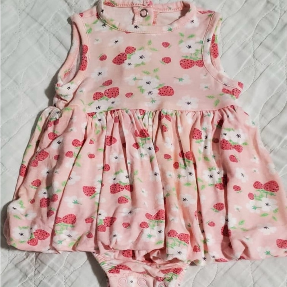 Little Me Pink Baby Dress with Strawberry Design